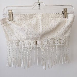 White Eyelet Bandeau with tassels
